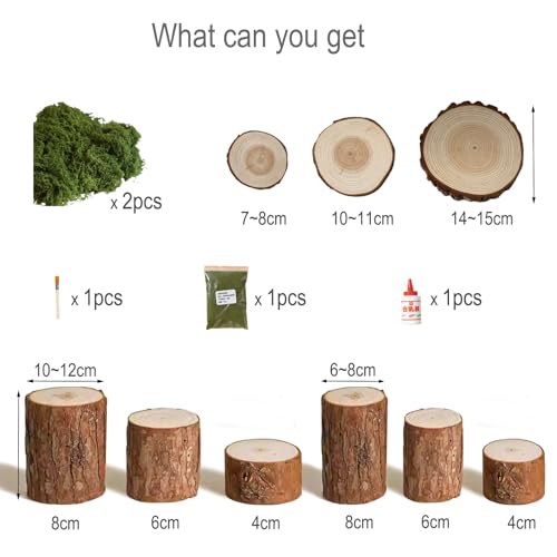 14PCS Product Photography Props:Natural Forest Wood Photography Props with Imitation Moss- Small Items Photo Props for Jewelry Cosmetics Perfume