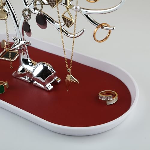 MORE&LESS Antlers Jewelry Display Stand,Silver Deer Hanging Organizer for Ring Earrings Necklace Bracelet - color: Silver