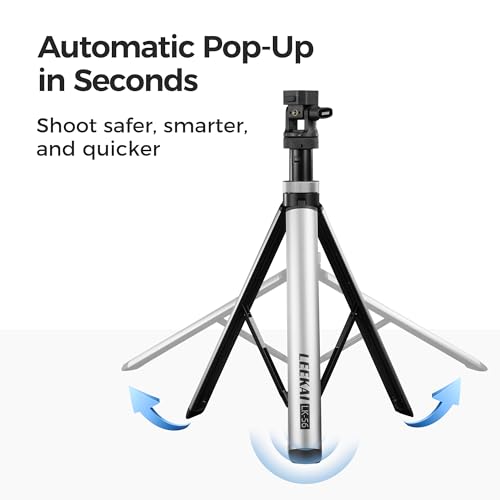 Leekai Auto Pop-Up Light Stand, 83.9''/213cm Aluminum Alloy Adjustable Tripod, Extendable Camera Phone Tripod with Extra 1/4" Screw for Travel, DSLR Camera, Ring Light, Video Rig, Max Load 20 lbs