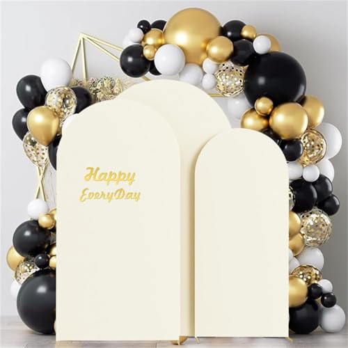 HAINARverS Set of 3 Wedding Arch Cover 6FT,6.6FT,7.2FT Spandex Fitted Stretchy Arch Stand Covers,2 Sided Round Top Chiara Backdrop Cover for Birthday Party Banquet Baby Shower Arch Decoration(Ivory) - color: Ivory, size: 6FT,6.6FT,7.2FT