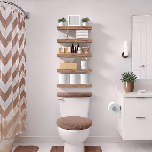 Sorbus Floating Shelves for Wall – 16 Inch Floating Shelf for Kitchen, Bedroom, Living Room, Bathroom, Home & Wall Decor - Mounted Bathroom Shelves with Invisible Brackets (Mahogany, 3 Pack) - color: Mahogany, size: 3 Pack
