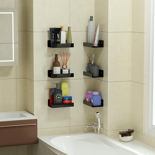 7 Inches Black Acrylic Wall Shelves for Home Décor, 2 Pack, Acrylic Dining Room Organizer Shelves for Wall, Wall Mounted Storage Display Shelf - color: Black, size: 7 Inch