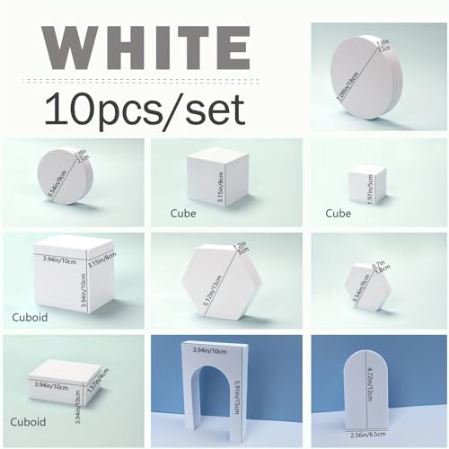 10PCS Geometric Posing Props Set for Photography – EVA Hard Foam Photo Styling Accessories for Jewelry, Cosmetics, Products – Flat Lay Display Blocks with Versatile Shapes & Angles