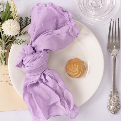 MLMC 60 Pack Cheesecloth Napkins Bulk Lilac Purple Dinner Cloth Napkins 21"x21" Boho Reusable Lavender Cloth Napkins in Bulk for Wedding Bridal Baby Shower Events Table Decor - color: Lilac, size: 21" x 21" (Set of 60)