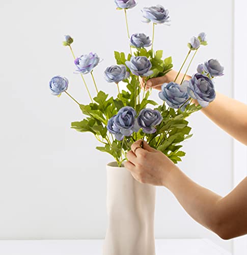 Artificial Silk Flowers Ranunculus Fake Flower 5 Pcs,Suitable for core Decoration,Wedding Floral Creation,Flower Arrangement DIY Project,Interior Decor(Blue) - color: Blue