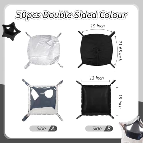 50PCS Silver Black Square Foil Balloon Wall, Double Sided Metallic Silver Black Garland Kit, Reusable DIY Mylar Balloon Arch for Anniversary Bachelorette Birthday Engagement Party Background Decor - color: Black & Silver