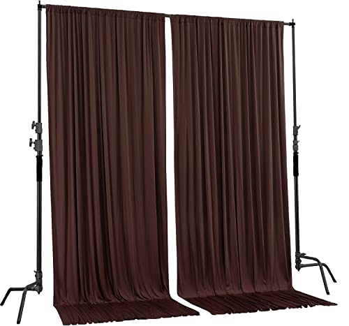 AK TRADING CO. 10 feet x 8 feet IFR Polyester Backdrop Drapes Curtains Panels with Rod Pockets - Wedding Ceremony Party Home Window Decorations - Brown - color: Brown, size: 10 ft x 8 ft