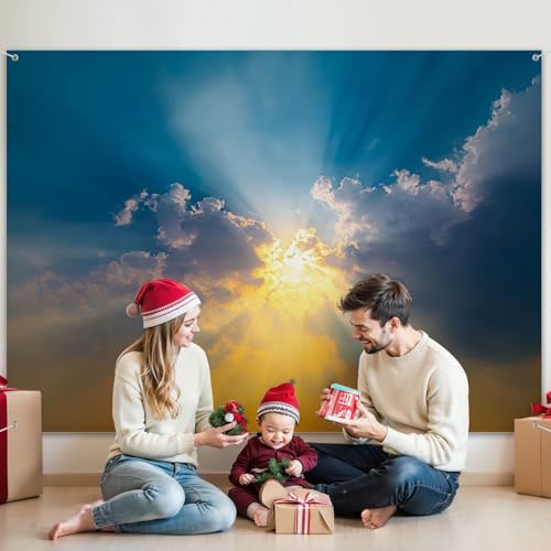 5x7ft Photography Backdrop Sunset Sun Coming Clouds Photo Backdrop Photography Background for Photoshoot Portrait Video Party Photo Studio Prop Booth - color: Color3