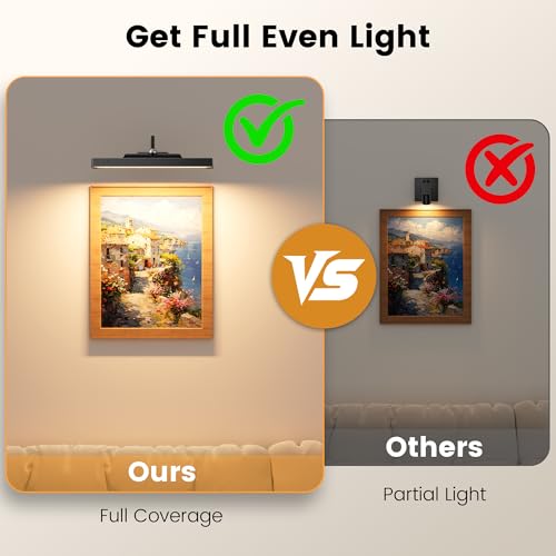 Wireless Picture Lights 12", 4400mAh Battery Powered Cordless Wall Lights, 2Pack Dimmable Remote Timer for Painting Artwork Living Room (Black) - color: Black, size: 12in-2pack