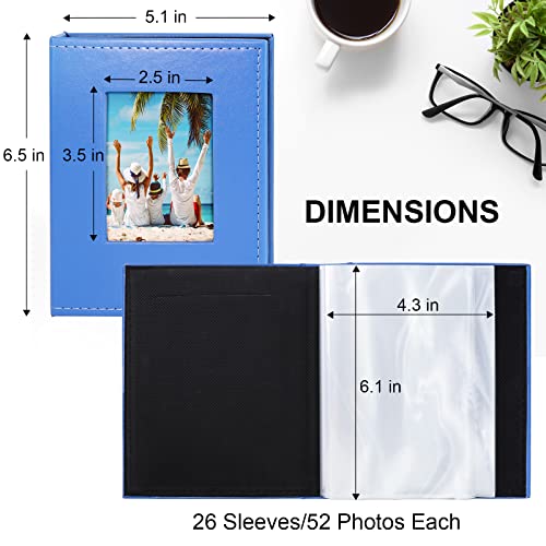 Vienrose Small Photo Album 4x6 Photos, 2 Pack Leather Cover Mini Photo Book, 26-Page Holds 52 Pictures, Artwork or Postcards Storage, Blue - color: Blue, size: 26 Pockets