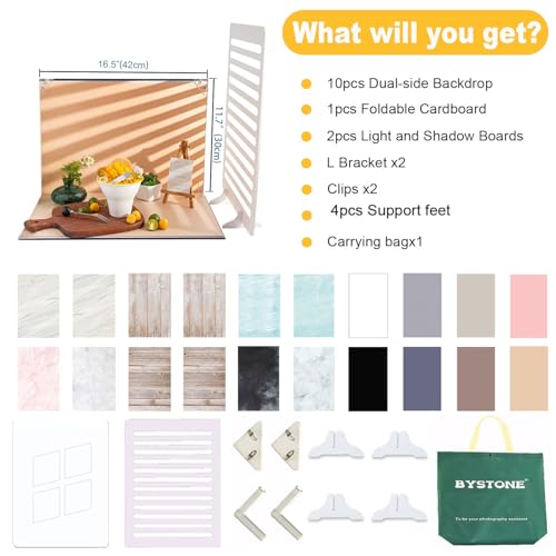 10Pcs18Patterns Small Product Photography Backdrops Kit for Food Jewelry Mini Items Picture with Shadow Photoshoot Props (16.5X11.7inch)