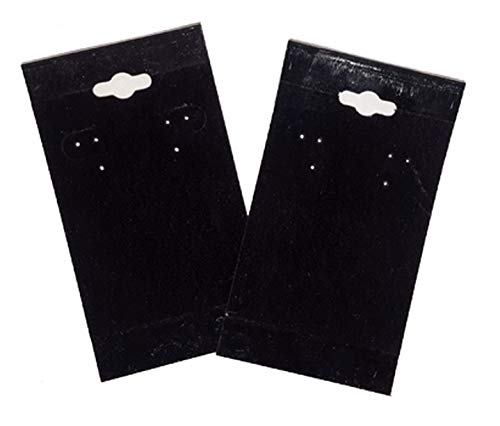 The Display Guys 100-pc Jewelry Display Hanging Earring Cards (Black Flocked Velvet, 2 x 4) Fit 3 Pairs - color: Black Velvet, size: 2" X 4"