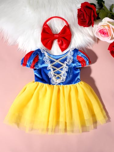 Ylsteed Newborn Photography Outfits Girls Newborn Photography Props Baby Girls Lace Romper with Tulle Skirt Infant Photo shoot Outfits Photo Props - color: Yellow-blue