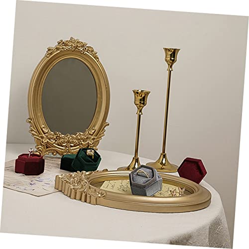 Baluue Elegant Mirror Tray Vintage Mirror Props for Photography Decor for Wedding Home Office Hotel