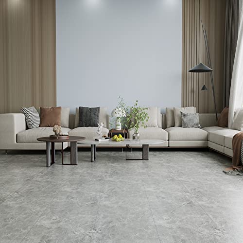 VEELIKE 24 Pack Grey Marble Peel and Stick Floor Tile Waterproof Vinyl Floor Tiles Self Adhesive Removable Vinyl Flooring for Bathroom Bedroom Kitchen 12''x12'' Flooring Tile Stickers - color: Dark Gray, size: Box of 24 Tiles