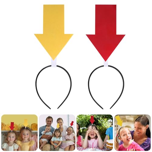 2Pcs Funny red heart headbands Set for Concerts, Halloween, Cosplay & Photo Props - Soft Stretchy Headbands - color: Red Arrow Headband