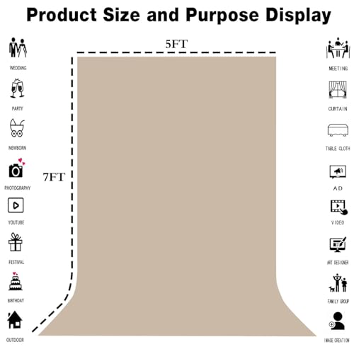 Beige Screen Backdrop 5x7ft Photography Background Meeting Photo Studio Shooting Props - color: Beige, size: 5x7ft