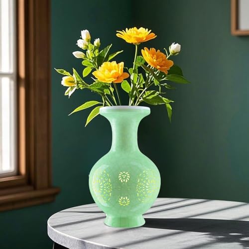 3D Puzzles Vase for Adults, 200 Pieces Plastic DIY Unique Flower Vase with LED Light House Warming Gift Birthday Gifts for Flower Arrangements and Home Decor (C- Mint Jade) - color: C- Mint Jade