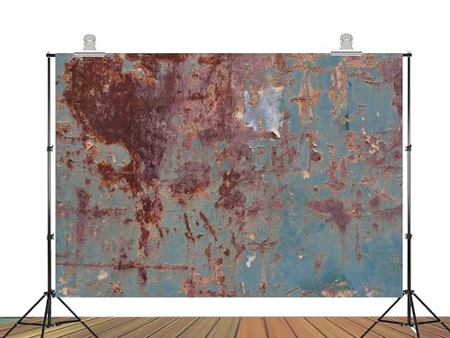 15x10ft Fabric Rusty Blue Metal Texture Backdrop Peeling Paint Industrial Surface Background for Product Photography Shoots Party Decorations Banner Photo Booth Props Tapestry - size: 15x10ft