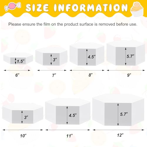 Leinuosen 7 Pcs Large Hexagonal Buffet Risers Set 6" to 12" Acrylic Display Box Catering Dessert Table Riser Food Display Decorative Stand with Hollow Bottom for Catering Supplies(White) - color: White, size: 6" to 12", style: Hexagonal