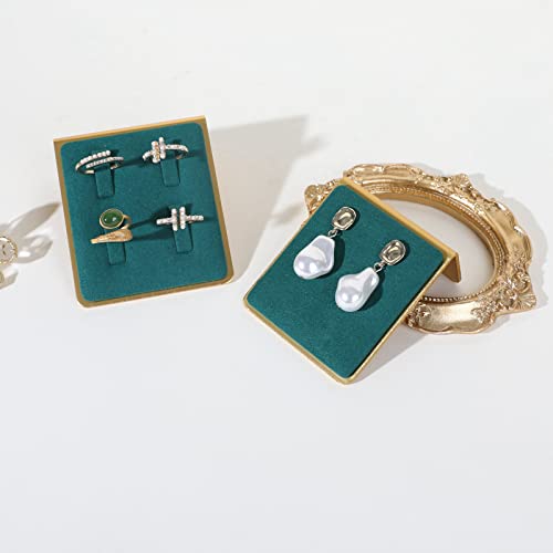 Gold earring stands and displays for show, Green velvet earring holders, Jewelry display stands for selling【Green】 - color: Green