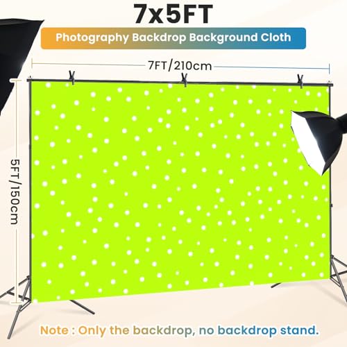 5x7ft Photography Backdrop Polka Dot Bright Green White Photo Backdrop Photography Background for Photoshoot Portrait Video Party Photo Studio Prop Booth - color: Color3