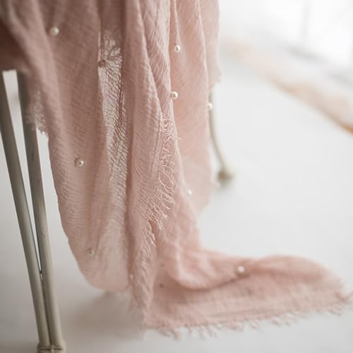 Newborn Photography Props Baby Photoshoots Pearl Wraps Girl Photo Posing Layers with Headband Accessories (Pink) - color: Pink