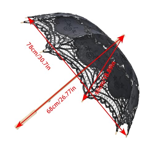 Chinese Japanese Handmade Parasol Umbrella,Asian Decoration DIY Art Dance Classical Umbrella for Wedding Parties Photography Costumes Cosplay(1 PCS) - color: umbrella Lace Black, size: 30.7" Lace Umbrella