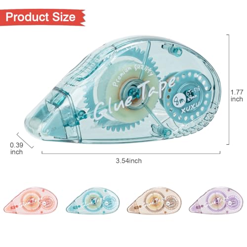 XUXU 12 Pack Glue Tape Scrapbooking Tape Adhesive Dots Tape Double Sided Tape Dispenser Runner for Crafts and Arts Projects Photo-Safe - color: blue+pink+purple+brown