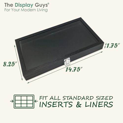 TheDisplayGuys For Your Modern Living Wooden Travel Jewelry Case w. Tempered Glass Lid Display - standard size - Ring Earrings Storage, Drawer Organizer (Black) by The Display Guys - color: Black, size: Case Only