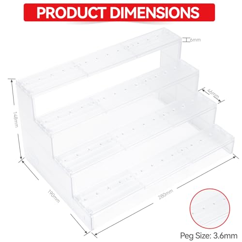 SIXPOINTS 3.75 inch Action Figure Riser Display Shelf With Peg ,4 Tier Toy Collectibles Organizer,Compatible with 1/18 Scale Vintage Star Wars /G.i Joe Figures toy