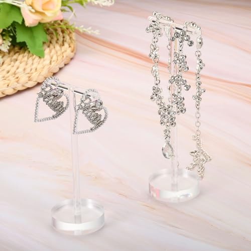 PATIKIL Earring Display Stands,2pcs Acrylic Earring Holder Earring Stands Storage Organizer Necklace T Rack for Jewelry Photography Necklace,Transparent - color: Transparent