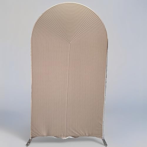 HUAYI Light Tan Ripples Pattern Arch Backdrop Cover for Birthday Party Wedding Baby Shower Decorations Chiara Backdrops Arched Wall Frame Stands Covers Props GP-454 2.5ft * 6ft - color: GP-454-Arch Cover, size: W2.5ft by H6ft (75cm by 180cm)