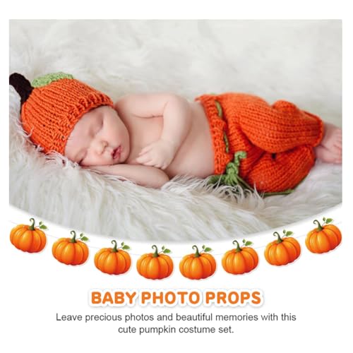 Newborn Photography Fashion Cute Halloween Pumpkins Hat Crochet Knitted Photography Outfit Set