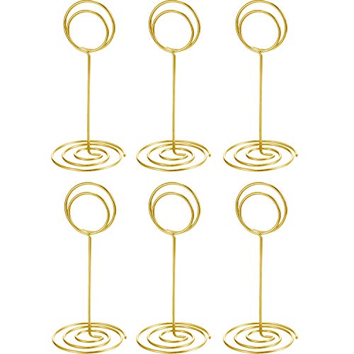 TecUnite 24 Pieces 3.35 Inch Table Number Holder Place Card Photo Holder Picture Name Menu Clips Memo Cards Stand for Wedding Reception Anniversary Birthday Party Centerpieces (Gold) - color: Gold