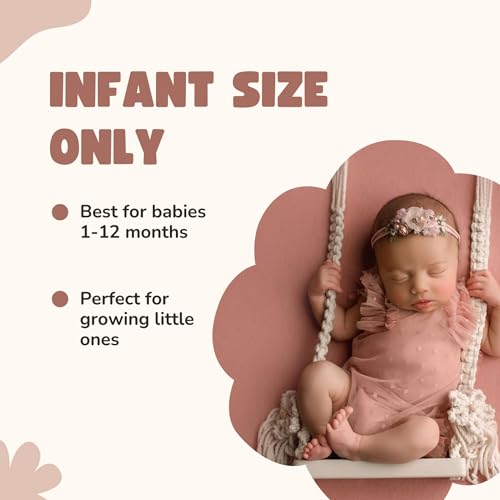 DICHA Handmade Macrame Newborn Photography Props with 2 Backdrop Clips-Baby Swing Photo Shoot Accessory–Wooden Newborn Photoshoot Props -NOT Toy-Cream Rope with White Wood 1-12 M - color: White, size: 1–12M