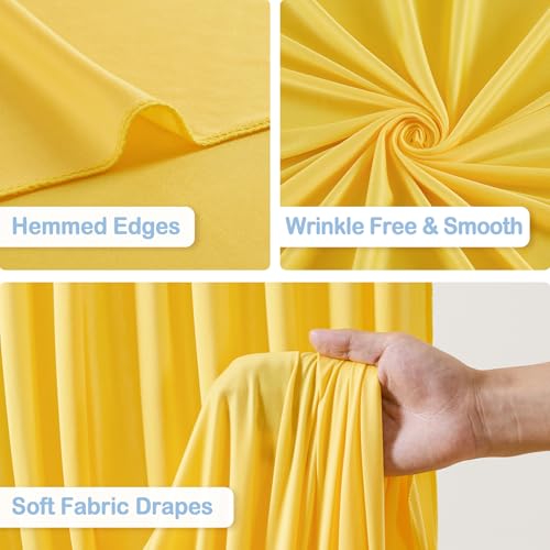 4 Panles Yellow Backdrop Curtains - Wrinkle Free Fabric Backdrop Curtain for Photoshoot, 10FT Wedding Party Photo Backdrop Drapes for Birthday Baby Shower Photography Stage Background Decorations - color: Yellow, size: W4' x H10'(4 panels)