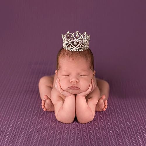Zeroest Newborn Photography Crown Headband - Baby Princess Tiara for Infant Photo Shoots, Birthday Party -Rhinestone Prop - color: Silver 2#