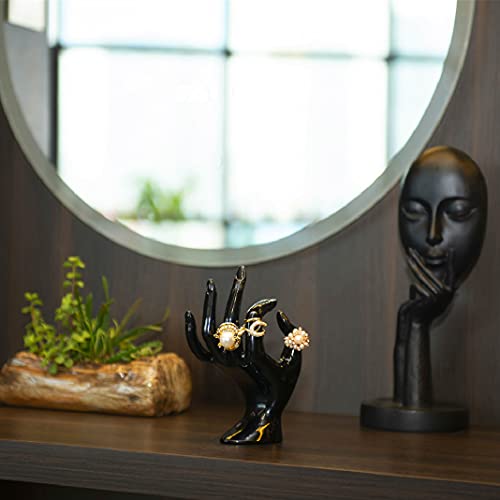HOMEGOAL Hand Jewelry Holder, Bracelet Ring Watch Jewelry Display Holder Stand, Mannequin Hand, Polyresin, 7 Inch (Black) - color: Black