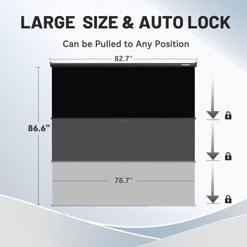 RAUBAY Retractable Pull Down Black Screen Backdrop - 78.7" x 86.6" Collapsible Wall-Mount Background for Professional Video Production, Photography, TikTok and Video Conferencing - color: Black, size: Wider(78.7 x 86.6in)