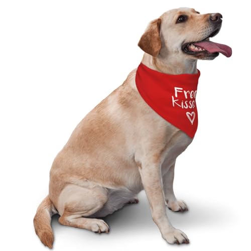 Free Kisses Dog Bandana,Valentine's Day Dog Bandana,Adjustable Size, Cute Photo Prop Pet Scarf Accessories for Pet Lovers Gifts (Red) - color: Red