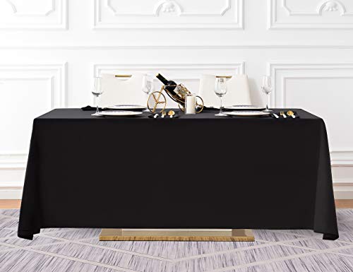Surmente Black Tablecloth 90 x 132-inch Rectangular Polyester Table Cloth for Weddings, Banquets, or Restaurants - color: Black, size: 132" x 90" (Rectangular)