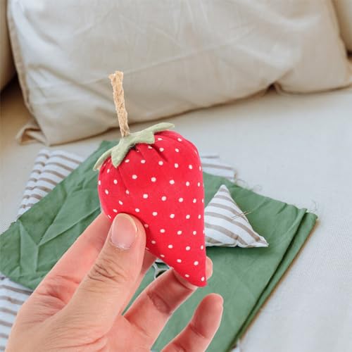 BESTOYARD 6pcs Stuffed Faux Strawberries Fabric Cloth Coffee Bar Decor Rustic Farmhouse Tiered Tray Decorations Realistic Fruit Model Home Kitchen Food Table Centerpieces Photography Props