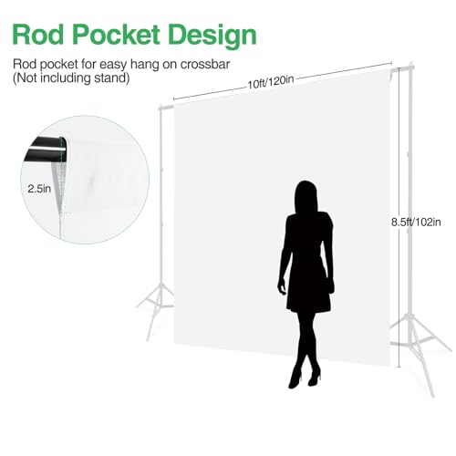 White Backdrop for Photoshoot 10x8.5ft (WxH), White Backdrop Curtain Backdrop for Photography Polyester Collapsible Background Screen for Portrait, Product Video, Pet, Photo Studio - color: White, size: 10x8.5 FT