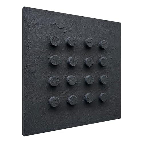 NANKAI Art Hand-Painted Black Thick Texture Abstract Art Oil Painting 24x24 inch Modern Minimalist Art Home Wall Decoration Painting - color: Nkhb296