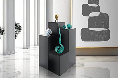 Displays2go 30" Tall Display Pedestal Stand, Black Square Pedestal for Art, Sculpture & Product Display with 12.5" Top (WDCUBEBLK2) - color: Black, size: 30"H
