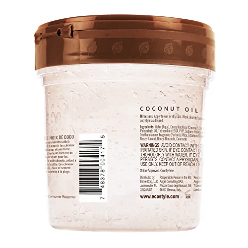 Eco Style Coconut Oil Styling Gel - Adds Luster and Moisturizes Hair - Weightless Styling & Superior Hold - Prevents Breakage and Split Ends - Promotes Scalp Health - Ideal for all Hair (Pack of 2) - size: 8 Ounce (Pack of 2)