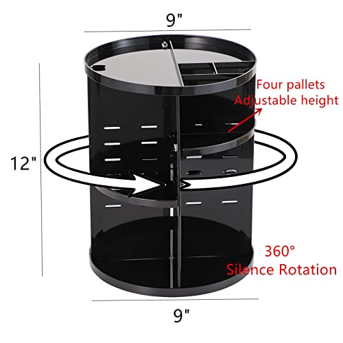 Cq acrylic Rotating Makeup Organizer for Vanity,Adjustable Spinning Organizer and Make up Organizers for Counter,Lazy Susan Bathroom Organizer for Beauty Product,Skin Care,Perfume Organizer,Black - color: Black