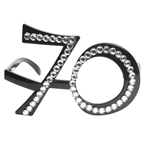 Ocean Line 70th Birthday Glasses - Funny Photo Booth Props for Anniversary Celebration Decoration, Plastic Frame with Crystal Party Favors, Novelty Eyewear for Kids and Adults 6 Pack (70) - color: 70