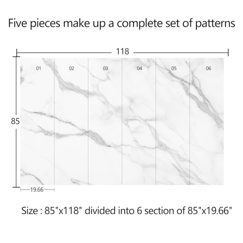 Elegant White Marble Pattern self-Adhesive Mural and Light-Colored Striped Peel-and-Stick Bedroom Wallpaper - 85"x118" - color: Zzsl-08, size: 85"x118"